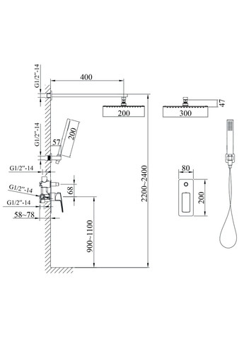 Душова система вбудована LEXI TLG 21205-H57-BL Topaz (299999491)