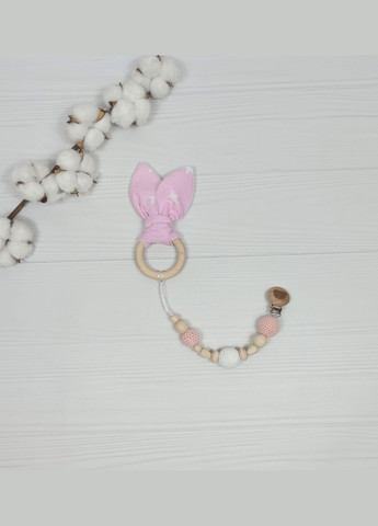 Іграшка комфортер Ведмедик, брязкальце і Еко гризунок Шурхітливі вушка з підвіскою a.l.babybox Зайчики в трояндах Рожевий No Brand (316318337)