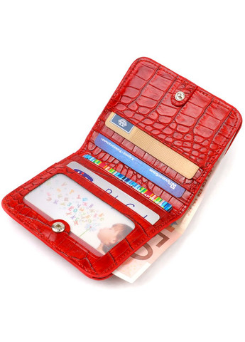 Жіночий гаманець з натуральної шкіри з тисненням під крокодила 21795 Червоний Canpellini (298567778)