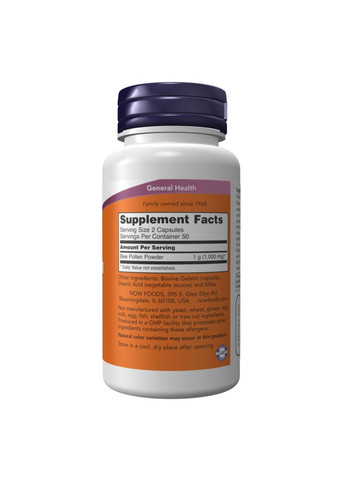 Bee Pollen 500mg – 100 caps Now Foods (369399078)