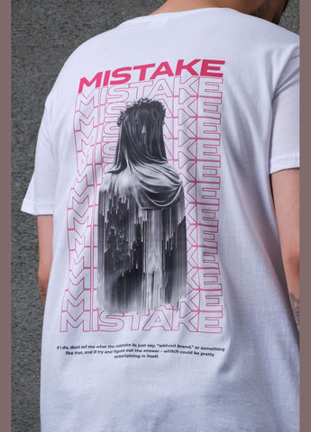 Белая мужская оверсайз футболка с принтом mistake white Without