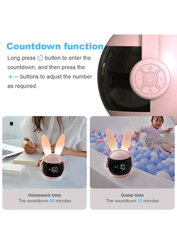 Аккумуляторные ночники-часы F9, Rabbit Alarm Clock and Night Light, Pink VHG (334305021)