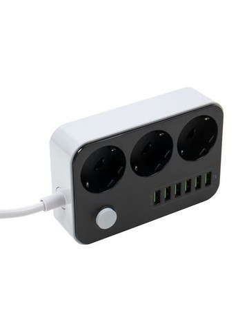 Мережевий фільтр Colorway CW-CHЕ36B, 3 розетки/6USB Black 1.8M (268143139)