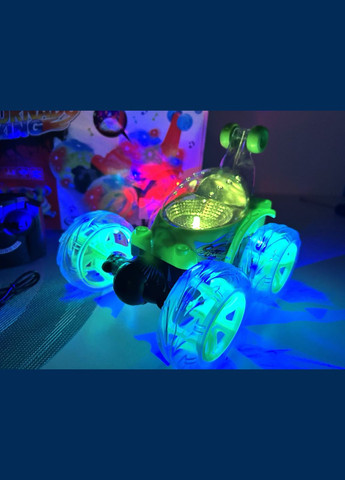 Машина Перевертыш радиоуправляемая трюковая со светящимися колесами 18 см Зеленая (3048) No Brand (305073628)