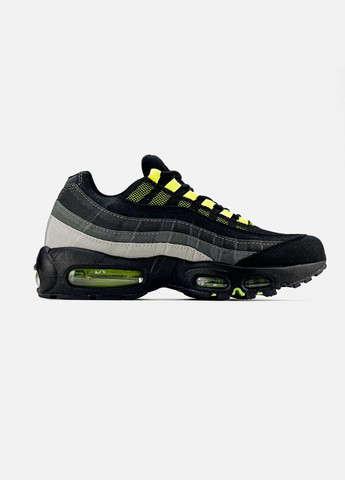 Чорні Осінні кросівки чоловічі nike air max 95 black grey green | найк аір макс 95 чорні No Brand