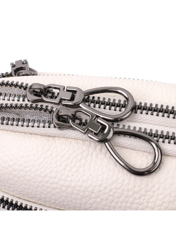 Жіноча прямокутна сумка з кишенями з натуральної шкіри 22598 Біла Vintage (297956924)