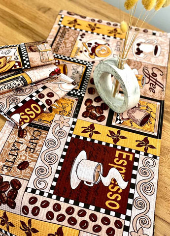 Полотенца вафельные "Кофе темное" 55х35 см (комплект 4шт) Homedec рисунок комбинированный