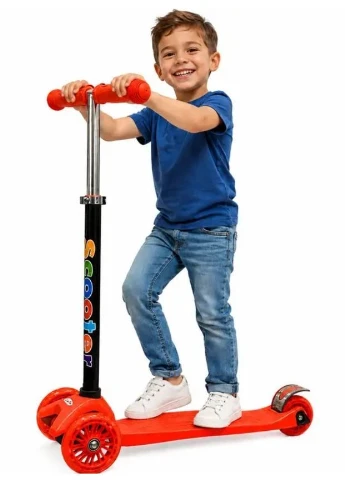 Триколісний дитячий самокат Scooter Maxi Максі 16 з підсвічуванням Помаранчевий (2104619546) No Brand (391927397)