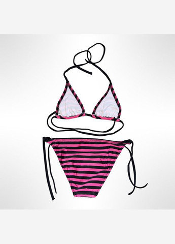 Розовый летний подростковый купальник для девочки 152-164 см розовый/черный (0809) раздельный Keyzi