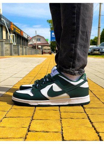 Сірі Осінні кросівки чоловічі nike sb dunk low dark green white найк сб данк No Brand