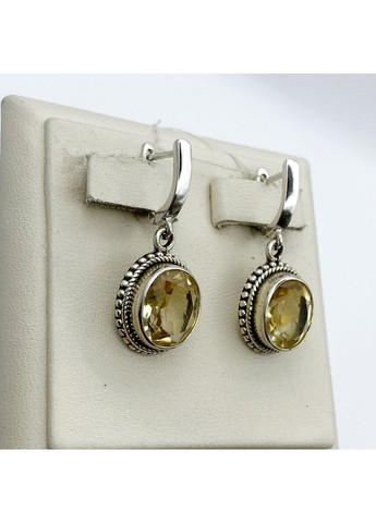 Сережки срібні з топазом 8,7 г No Brand (369736657)