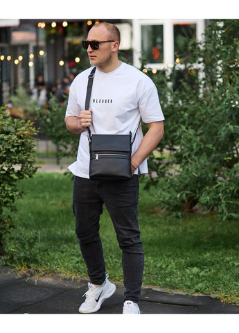 Мужской классический мессенджер через кожаный плечо черный 80471 Tiding Bag (341309326)