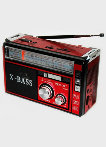 Радіоприймач багатофункціональний портативний з ліхтариком LED USB AUX RX-381 радіо FM/AM/SW Червоний Golon (306716512)