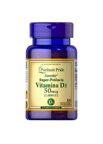 Витамин D3 Puritan's Pride Vitamin D3 2000iu 100 Softgels Puritans Pride (291848555)