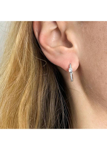 Серебряные серьги с бриллиантами "Блестящие хупы" 299406C01 Kabluchka (355345765)