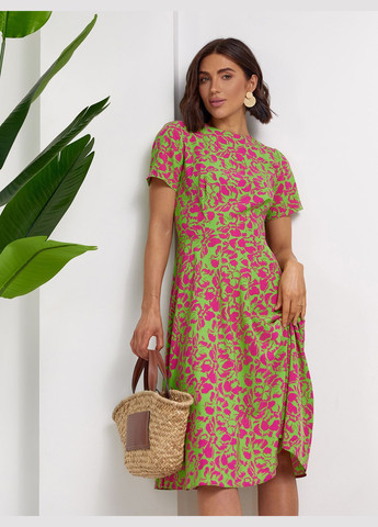 Салатовое повседневный платья ISSA PLUS с цветочным принтом