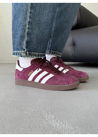 Бордові Осінні кросівки чоловічі та жіночі adidas Gazelle bordo | Адідас Газель
