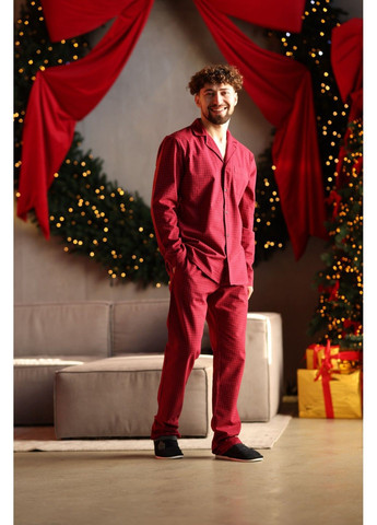 Піжама чоловіча в клітинку фланель SOFT червона Handy Wear (315705519)