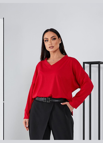 Красный демисезонный оверсайз пуловер в рубчик пуловер No Brand