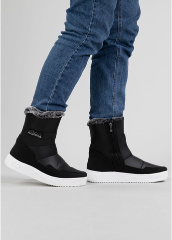 Черные дутики женские с мехом высокие черные (4101) Kindzer на молнии