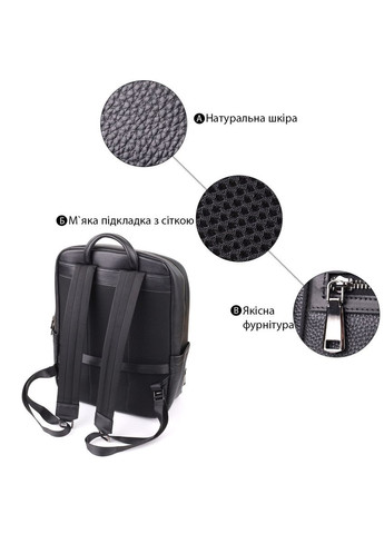 Городской рюкзак унисекс из натуральной кожи 23046 Черный Vintage (361111542)