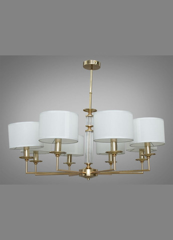 Золота металева люстра з білими тканинними абажурами 8 ламп Е14 83x63 см Diasha (301348346)