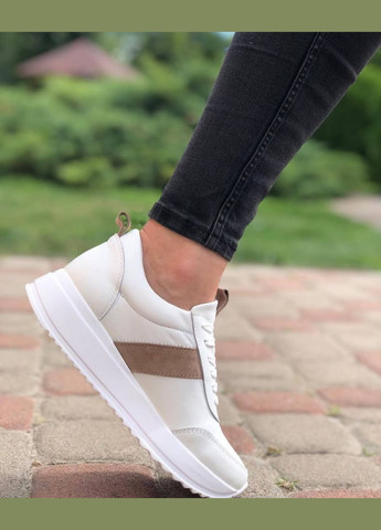 Жіночі кросівки з натуральної шкіри (1370) No Brand білі демісезони (317171414)