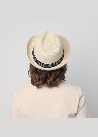 Шляпа трилби женская бумага бежевая VALERY LuckyLOOK 817-723 (291884189)