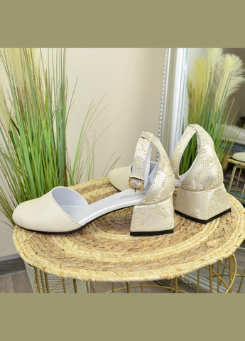 Vasha para Туфли женские комбинированные на маленьком каблуке,, питон бежевый з, украина — демисезон (338794207)