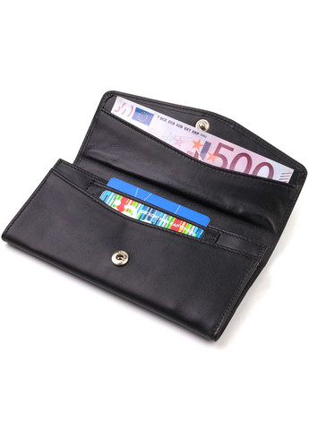 Шикарний жіночий гаманець із зручним функціоналом шкіряний чорний 21724 Canpellini (329196006)