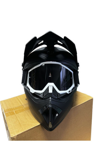 Эндуро кроссовый мотошлем Helmet Black + очки Profi Black 100% комплект No Brand (370677339)