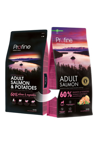 Корм сухой Salmon and Potatoes для взрослых собак всех пород, с лососем и картофелем, 12 кг Profine (362703014)