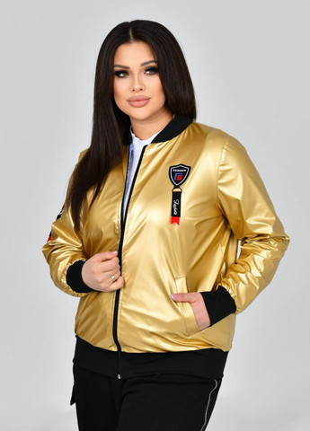 Золотая демисезонная демисезонная куртка-бомбер No Brand
