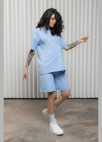 Блакитний костюм для вагітних та годуючих з футболкою та шортами Юла мама (290252721)