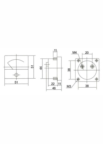 Вольтметр DC 15V стрілочний квадратний постійного струму 51-215# No Brand (334846593)