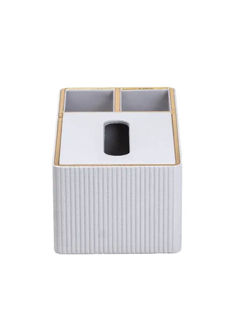 Салфетница-органайзер из эко-кожи белая для кухни и офиса 3 отделения стильная салфетка держатель ProDobro (364192012)