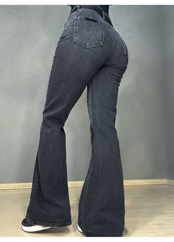 Джинсы женские 1563 клеш mom flare с ремнем черные Cracpot - (363130888)