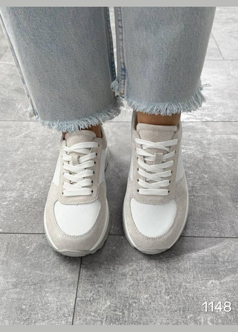 Кожаные женские кроссовки Donice, комбинированные кожаные кроссовки KDSL белые демисезоны (328000600)