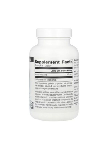 , Альфа-липоевая кислота, 300 мг, 120 капсул Source Naturals (364314366)