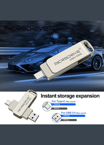 USB Флешка 2в1 128 GB TypeC USB 3.0 для телефона компьютера Silver Microdrive (297869224)