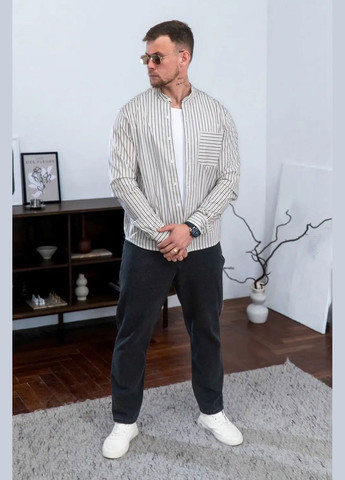 Черная рубашка в полоску Teamv