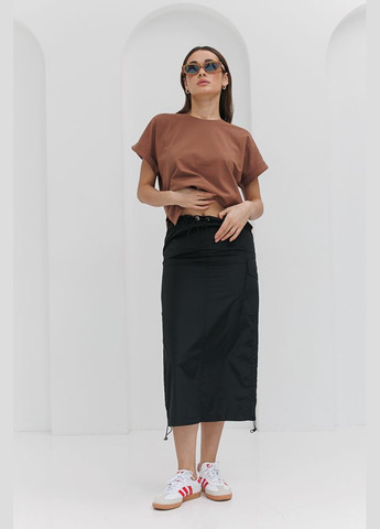 Спідниця міді з плащової тканини хакі з розрізом ззаду Arjen (294907714)