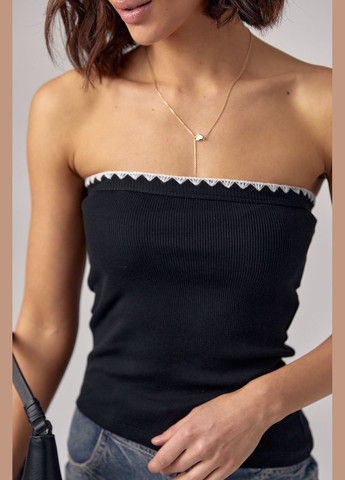 Жіночий топ без бретелів з асиметричним низом Lurex (287340263)