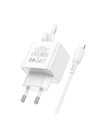 Мережевий зарядний пристрій BAS11A 1USB 2.1 A+USB to Lightning Білий Borofone (388894737)