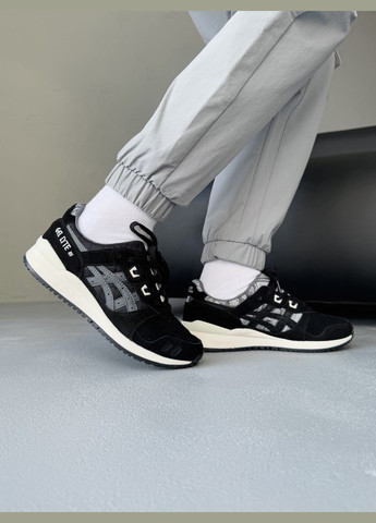 Чорні Осінні кросівки чоловічі asics gel-lyte iii black grey | асікс гель лайт 3 чорні сірі No Brand