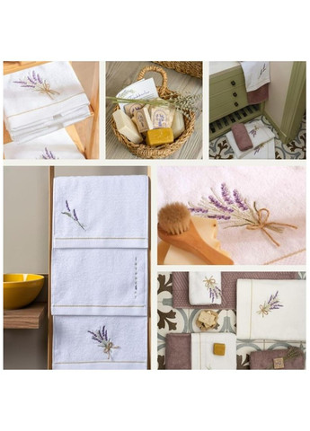 Полотенце махровое Lavendier для ванной 80х160 см белое с вышивкой TC303375827 TURComFor белый