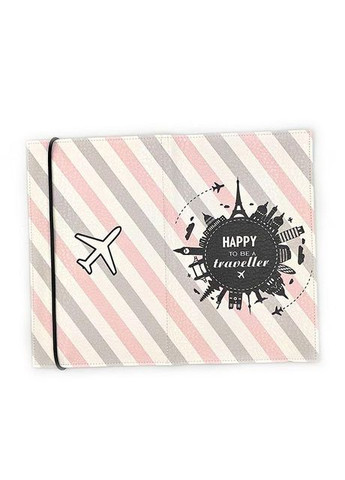 Тревел-сет: тревел-кейс + 3 обложки для паспорта (розовая полоска) экокожа No Brand (301422837)