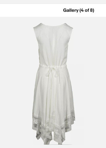 Белое праздничный, коктейльное, домашнее, пляжное, карнавальный, откровенный, повседневный, кэжуал, вечернее стильное белое платье миди с пояском с открытыми плечами, а-силуэт, с пышной юбкой, платье-майка, силуэтная Maje