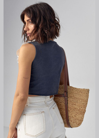 Короткая трикотажная майка-топ с объемным цветком Lurex — 291762026