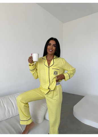 Желтая всесезон женская пижама жёлтая свитшот + брюки Vital-Textile 1272